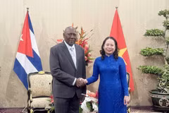 La vice-présidente Vo Thi Anh Xuan reçoit son homologue cubain Salvador Valdés Mesa. Photo: VNA
