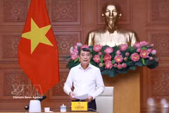 Le Premier ministre Lê Minh Hung s'exprime à la séance de travail avec le ministère de la Justice. Photo: VNA