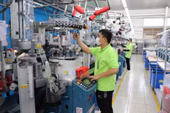 Des ouvriers travaillent dans une usine dont le capital est entièrement sud-coréen. Photo : VNA