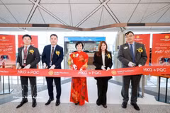 Cérémonie d'inauguration de la liaison directe entre Phu Quoc et Hong Kong (Chine). Photo: VNA