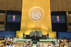 Le secrétaire général du PCV et président vietnamien, To Lam, s’exprime lors du débat général de haut niveau de la 81e session de l’Assemblée générale des Nations Unies. Photo : VNA
