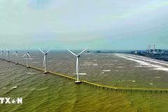 Éoliennes du parc éolien de République de Corée-Tra Vinh. Photo : VNA
