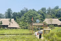 Le village Muong, situé dans l’enceinte du Village culturel et touristique des ethnies du Vietnam, attire de nombreux habitants et visiteurs. Photo: VNA