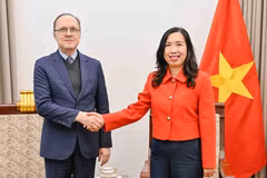 La vice-ministre des Affaires étrangères Le Thi Thu Hang, et l’ambassadeur de Russie au Vietnam, Gennady Bezdetko. Photo: VNA