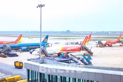 Des avions de compagnies aériennes vietnamiennes sur le tarmac. Photo : Bnews