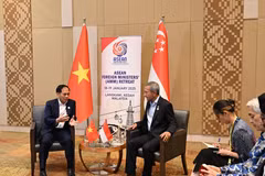 Le vice-Premier ministre et ministre des Affaires étrangères, Bui Thanh Son (gauche), et le ministre des Affaires étrangères de Singapour, Vivian Balakrishnan. Photo: VNA