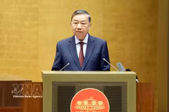 Le dirigeant To Lam s'exprime lors de la conférence nationale consacrée à l'étude, à l'assimilation, à la diffusion et à la mise en œuvre des résolutions du 3e Plénum du Comité central du Parti du 14e mandat. Photo: VNA