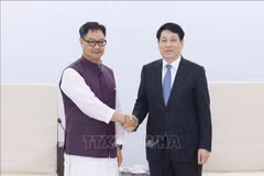 Le président Luong Cuong (droite) et le ministre indien Kiren Rijiju. Photo: VNA