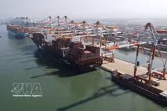 Chaque semaine, des navires mères de grandes compagnies maritimes internationales accostent au complexe portuaire de Cai Mep - Thi Vai pour le chargement, le déchargement et le transbordement de marchandises internationales. Photo : VNA