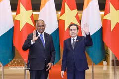 Le président de l’Assemblée nationale du Vietnam, Tran Thanh Man, et son homologue ivoirien, Patrick Achi. Photo: VNA