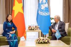 La vice-présidente vietnamienne Vo Thi Anh Xuan et le secrétaire général des Nations unies, António Guterres. Photo : VNA