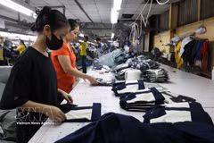 Des ouvriers travaillent dans un atelier de confection de vêtements destinés à l’exportation, dans la commune de Vinh Loc, à Hô Chi Minh-Ville. Photo : VNA