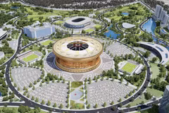 Perspective du Quartier urbain sportif olympique, avec pour élément central le Stade Trong Dong (Tambour de Bronze). Photo : Quang Phong