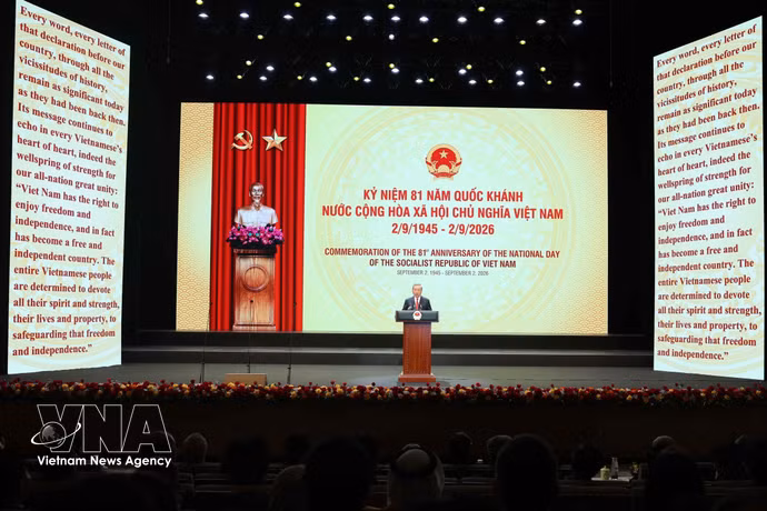 Le secrétaire général du Parti et président de la République, To Lam, prononce le discours marquant le 81e anniversaire de la Fête nationale de la République socialiste du Vietnam. Photo : VNA